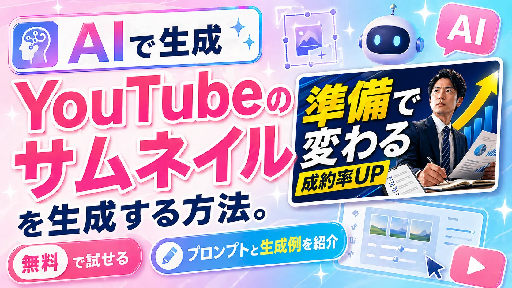 AIでYouTubeのサムネイルを生成する方法。無料で試せるプロンプトと生成例を紹介