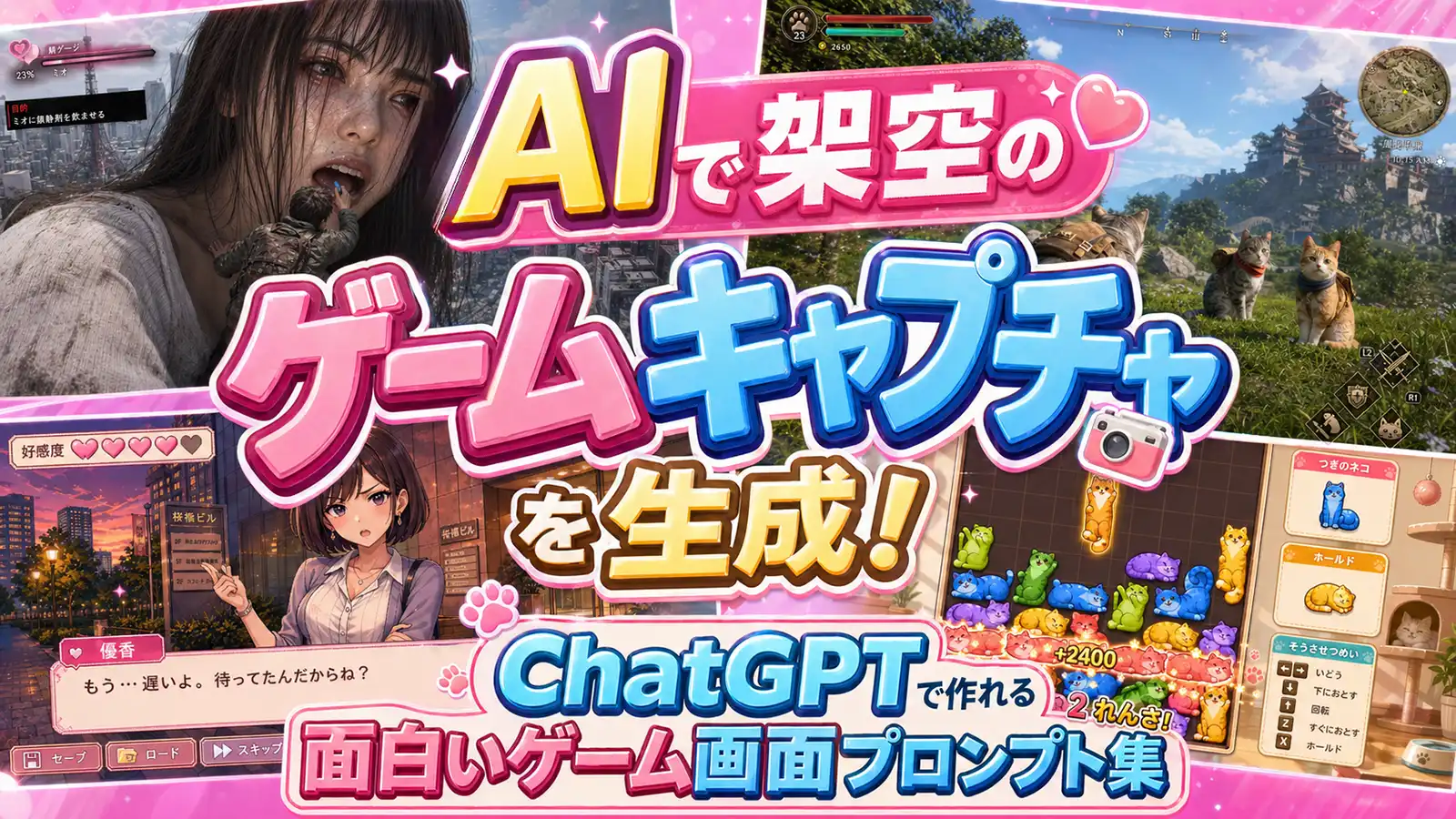 AIで架空のゲームキャプチャを生成！ChatGPTで作れる面白いゲーム画面プロンプト集
